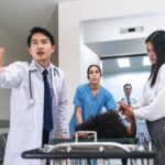 Medical team responding to emergency arrival in hospital